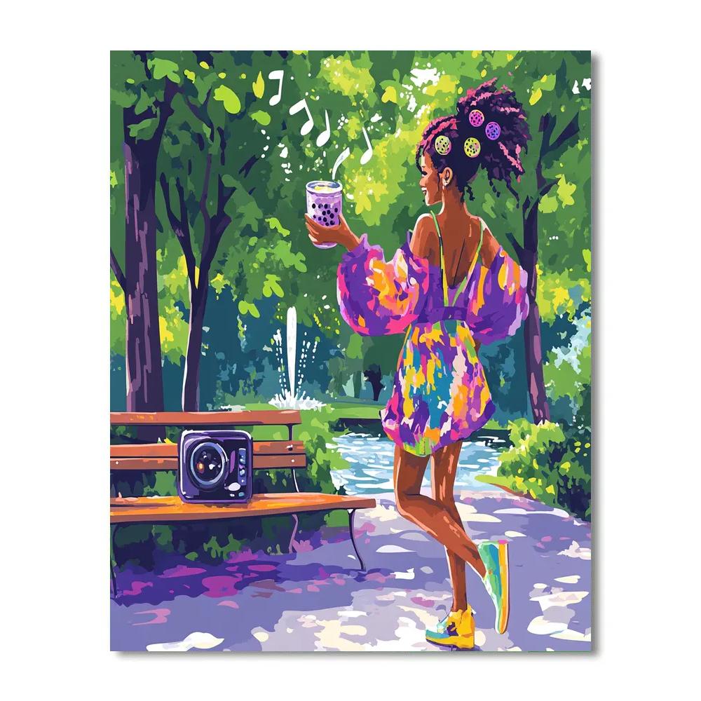 Abby Park Bench Bubble Tea Dance Disney Inspired painting number kit