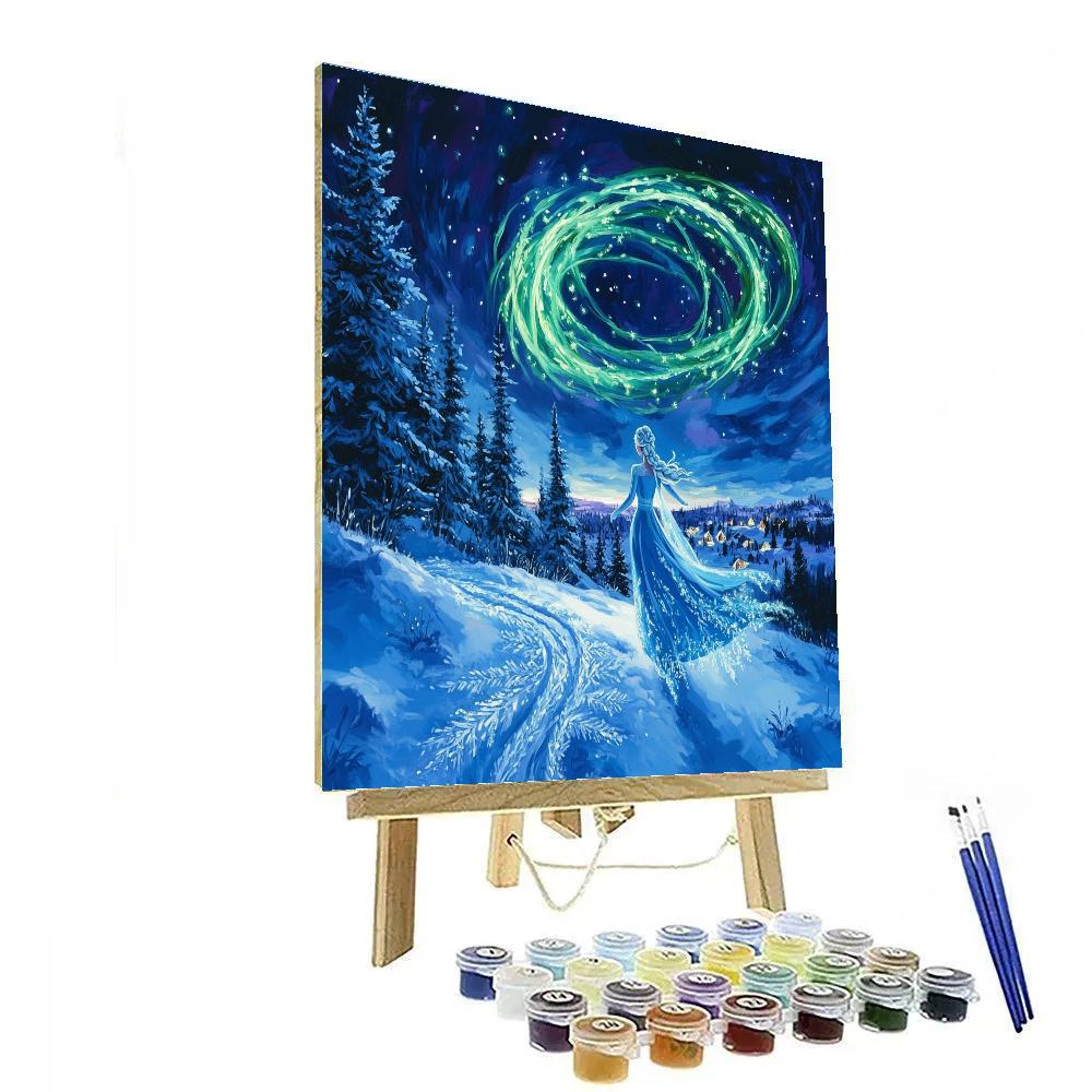 Elsa Frozen Aurora Sky Trail Disney Inspired Painting by numbers kit