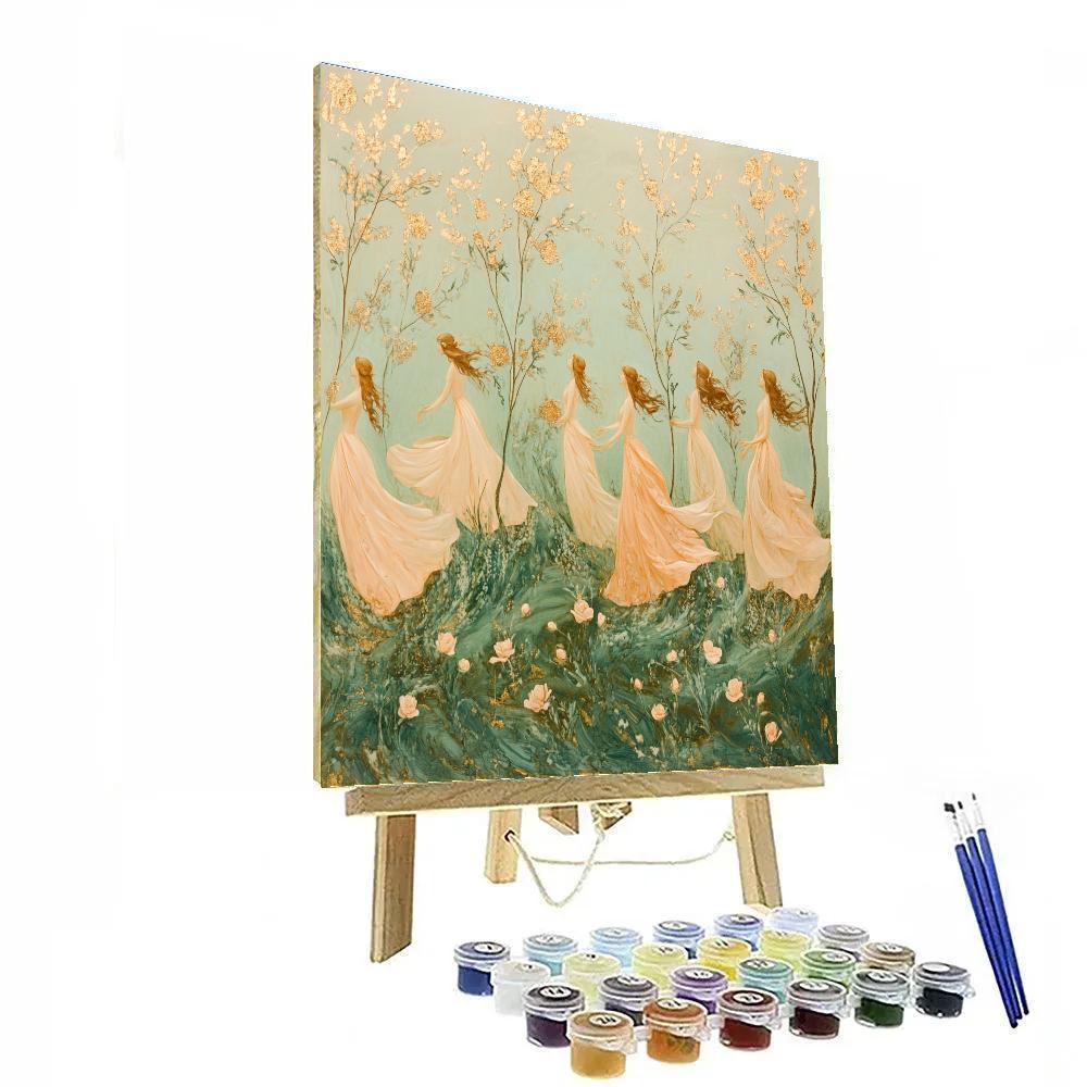 Botticelli Inspired Spring Procession paint by numbers