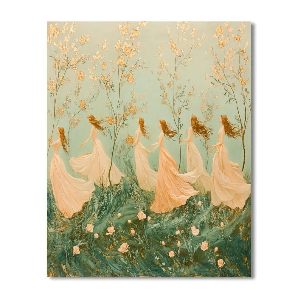 Botticelli Inspired Spring Procession paint by numbers