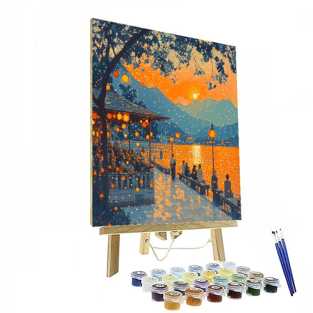 Seurat Inspired Lakeside Walk paint by number