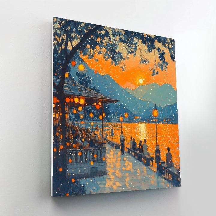 Seurat Inspired Lakeside Walk paint by number