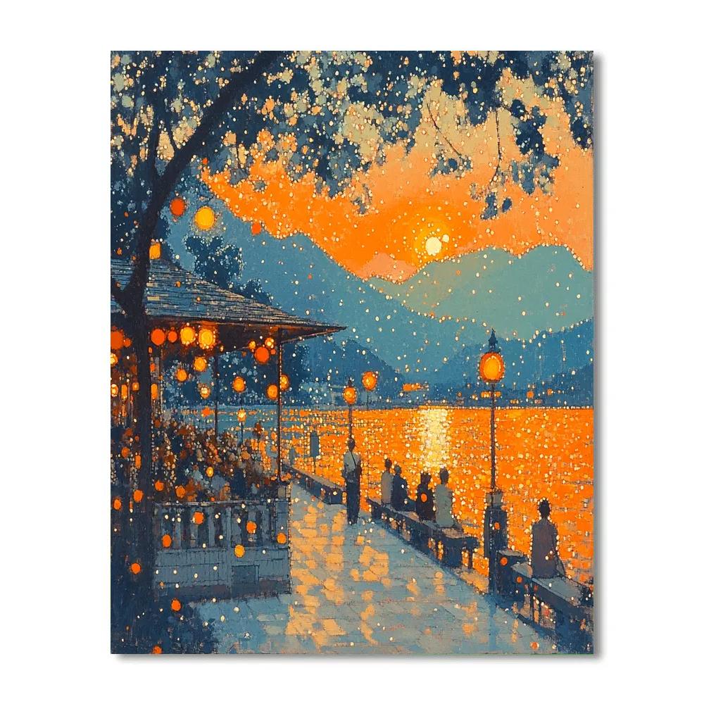 Seurat Inspired Lakeside Walk paint by number