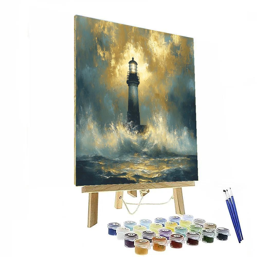 J M W Turner Inspired Lighthouse Storm paint by number
