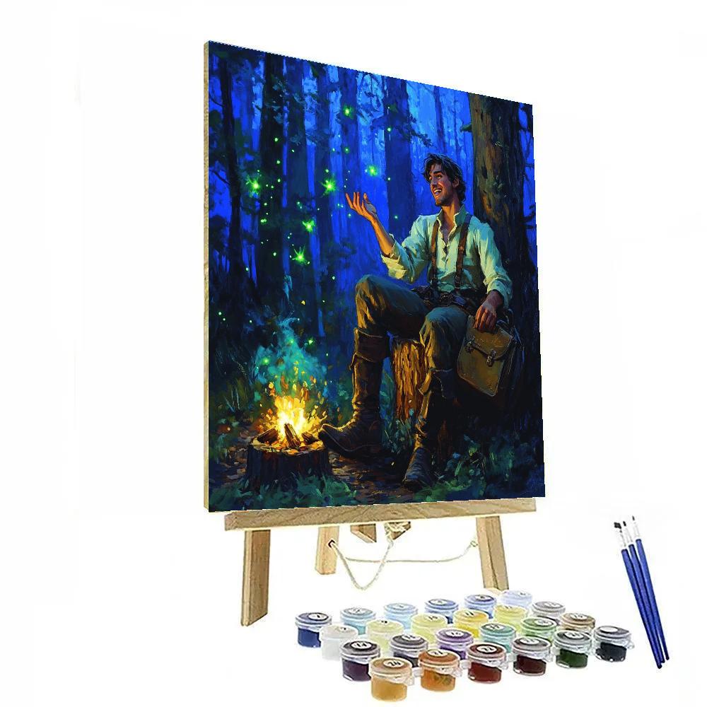 Flynn Rider Forest Campfire Story Night Disney Inspired painting number kit