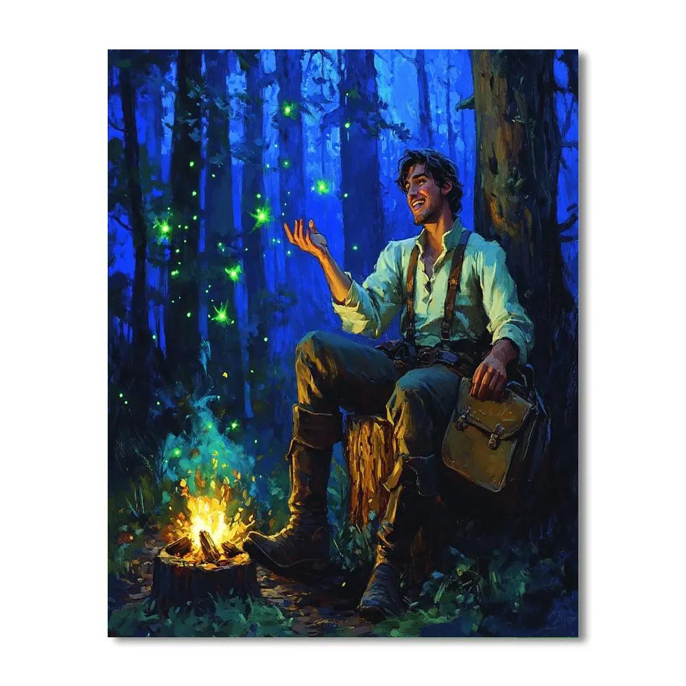 Flynn Rider Forest Campfire Story Night Disney Inspired painting number kit