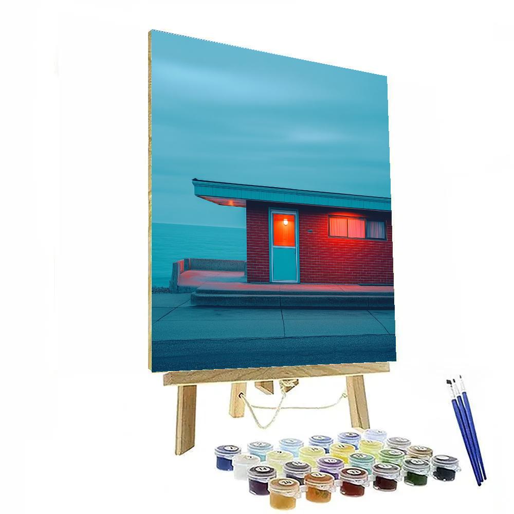 Edward Hopper Inspired Seaside Motel paint by numbers
