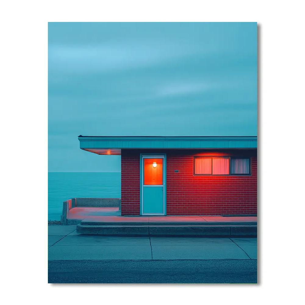 Edward Hopper Inspired Seaside Motel paint by numbers