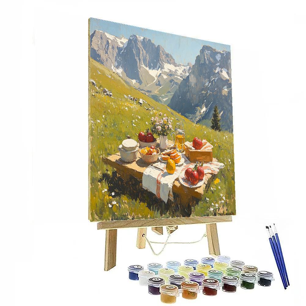 Paul Cezanne Inspired Mountain Picnic paint by color