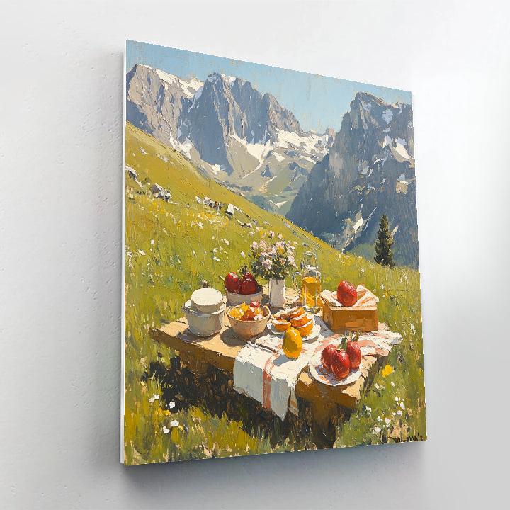 Paul Cezanne Inspired Mountain Picnic paint by color