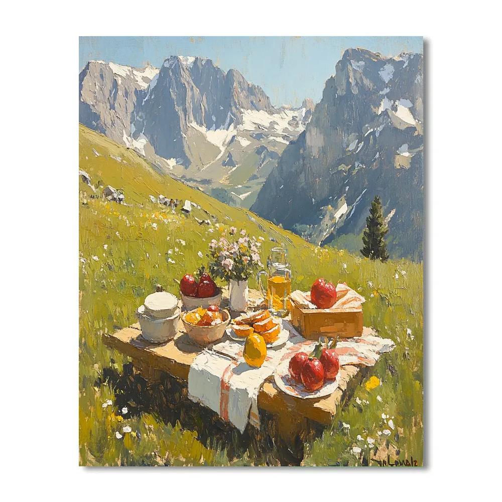 Paul Cezanne Inspired Mountain Picnic paint by color
