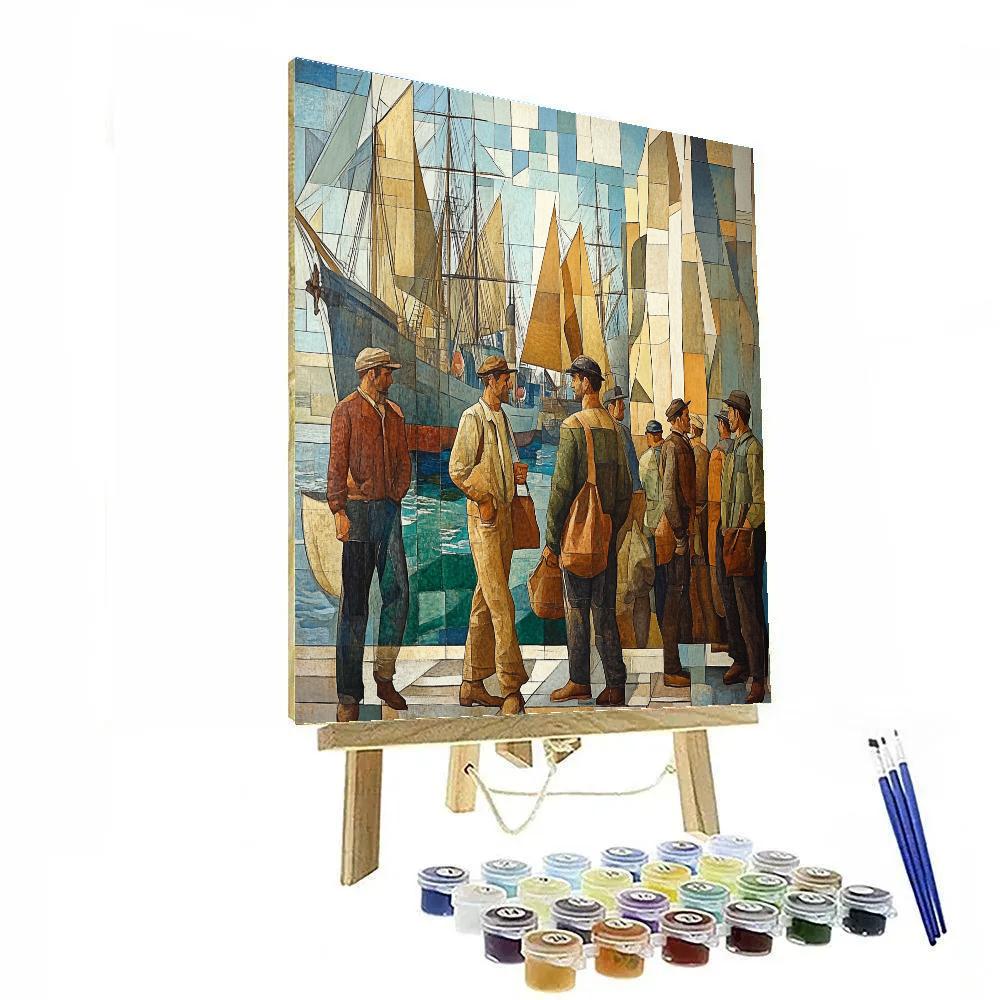 Diego Rivera Inspired Harbor Mural DIY paint by numbers