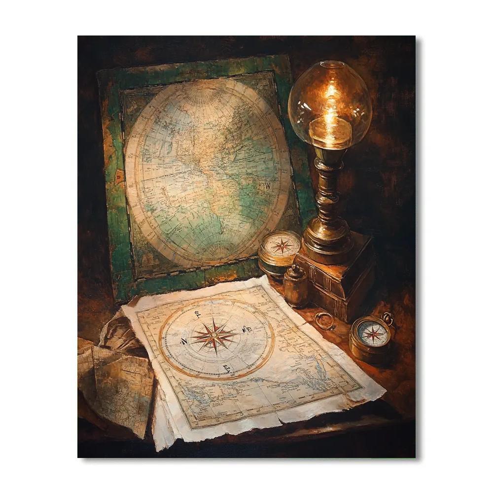 Rembrandt Inspired Study Of Maps Numbered painting kits