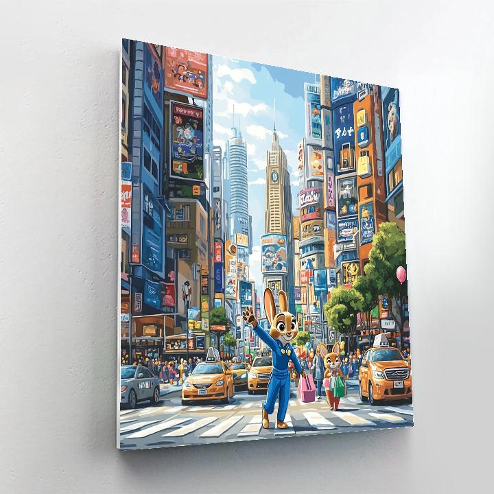 Judy Hopps City Crosswalk Patrol Disney Inspired Painting by numbers kit