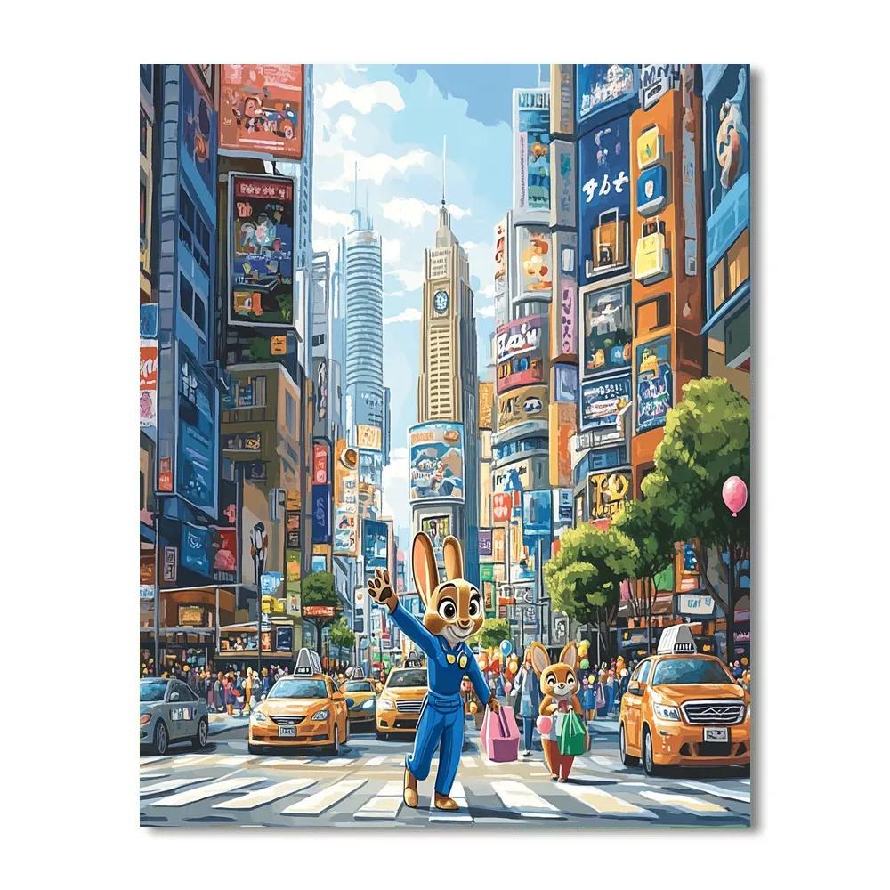 Judy Hopps City Crosswalk Patrol Disney Inspired Painting by numbers kit