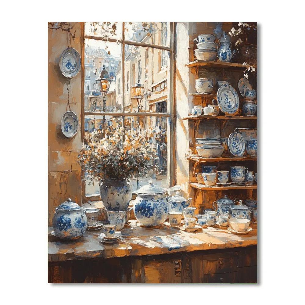 Vermeer Inspired Market Stall paint by number