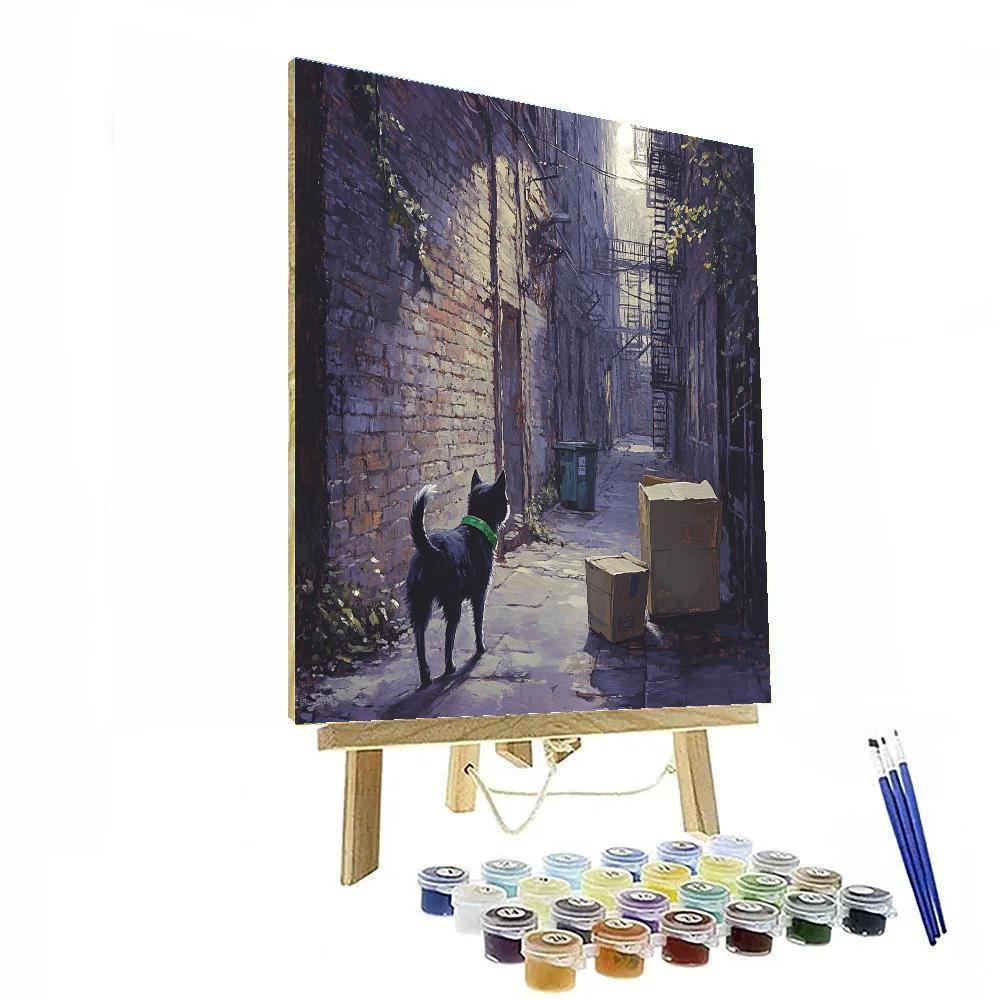 Mittens Alleyway Moonbeam Stroll Disney Inspired Number painting