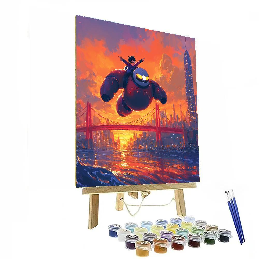 Hiro And Baymax San Fransokyo Bridge Glide Disney Inspired DIY paint by numbers