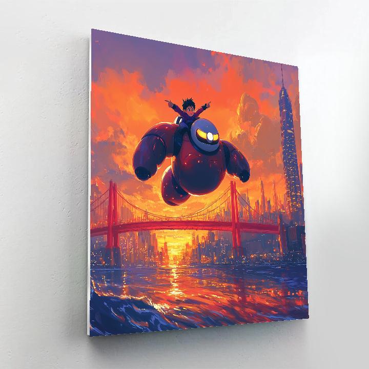 Hiro And Baymax San Fransokyo Bridge Glide Disney Inspired DIY paint by numbers