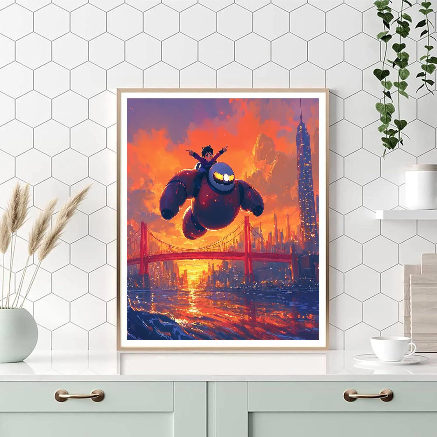 Hiro And Baymax San Fransokyo Bridge Glide Disney Inspired DIY paint by numbers