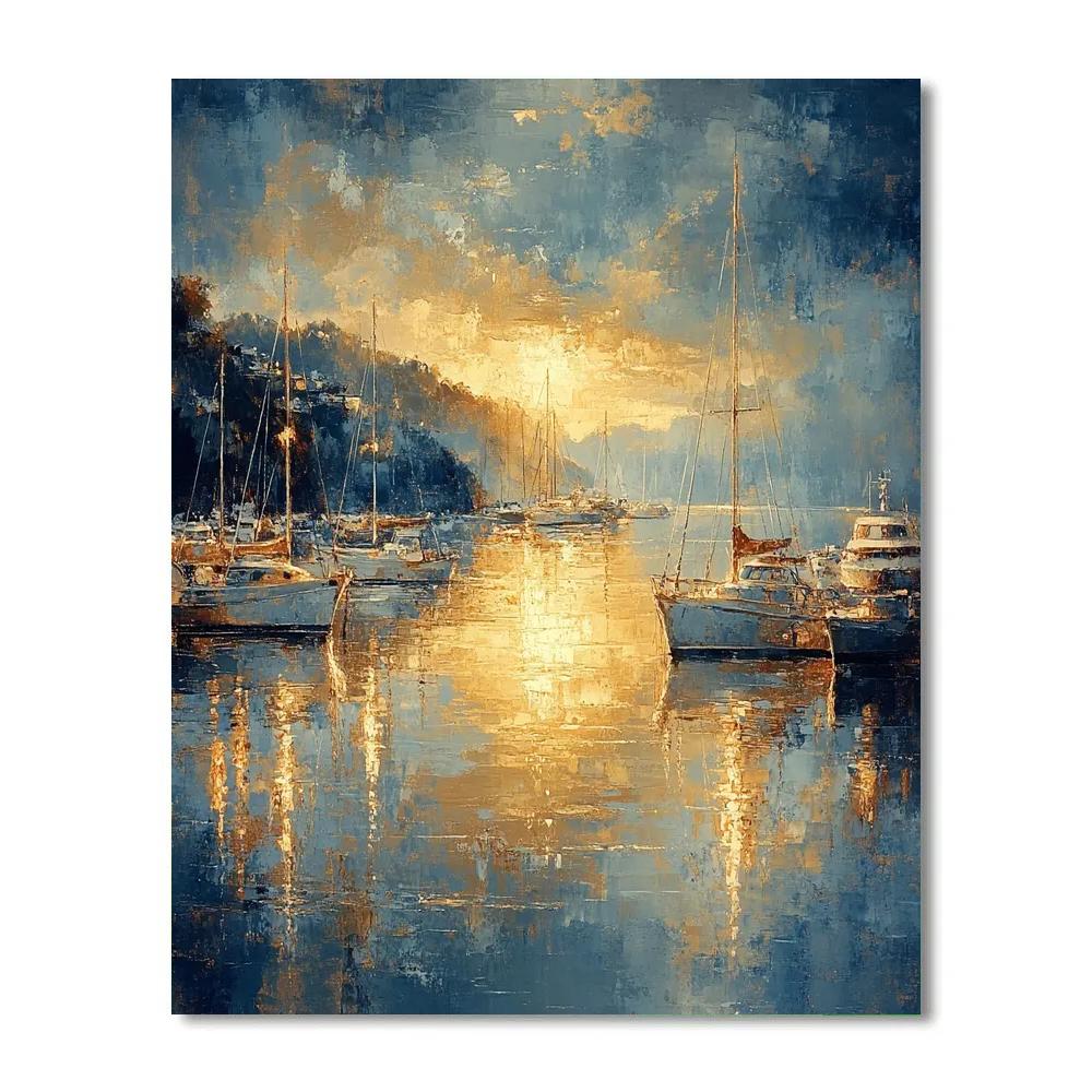J M W Turner Inspired Golden Harbor painting number kit