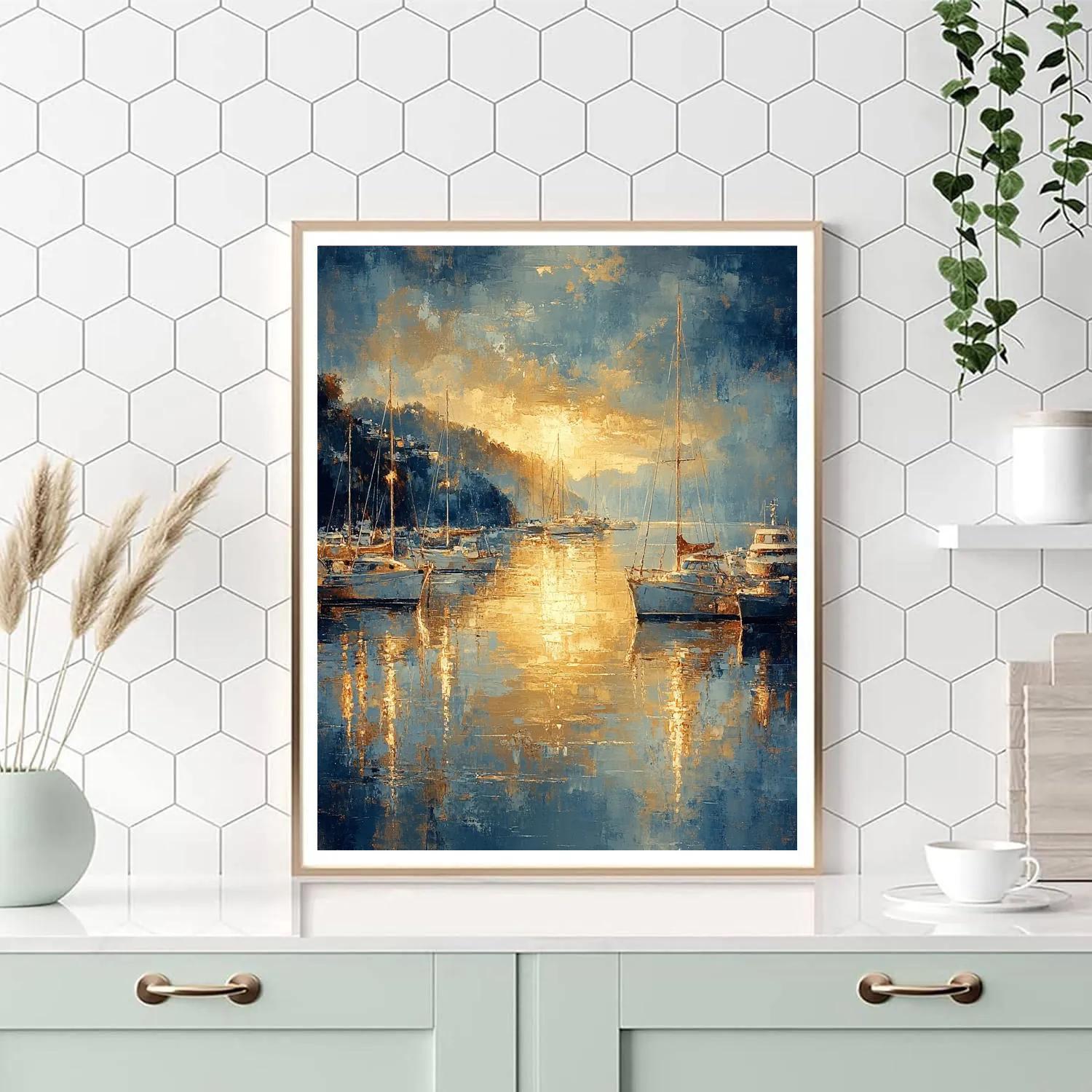 J M W Turner Inspired Golden Harbor painting number kit