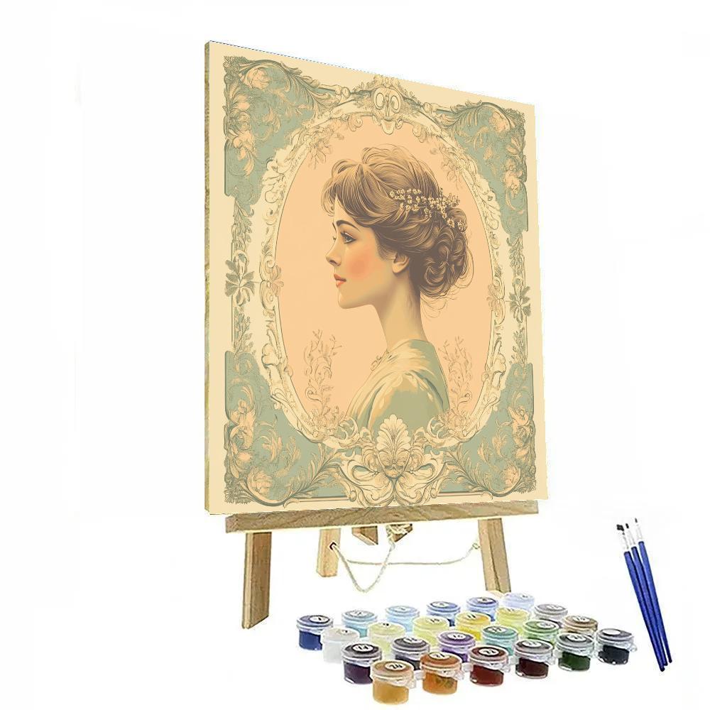 Alphonse Mucha Inspired Floral Advertisement painting number kit