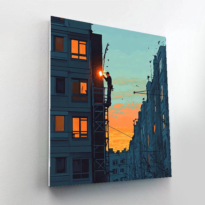 Fix It Felix Tower Repair Evening Glow Disney Inspired painting number kit