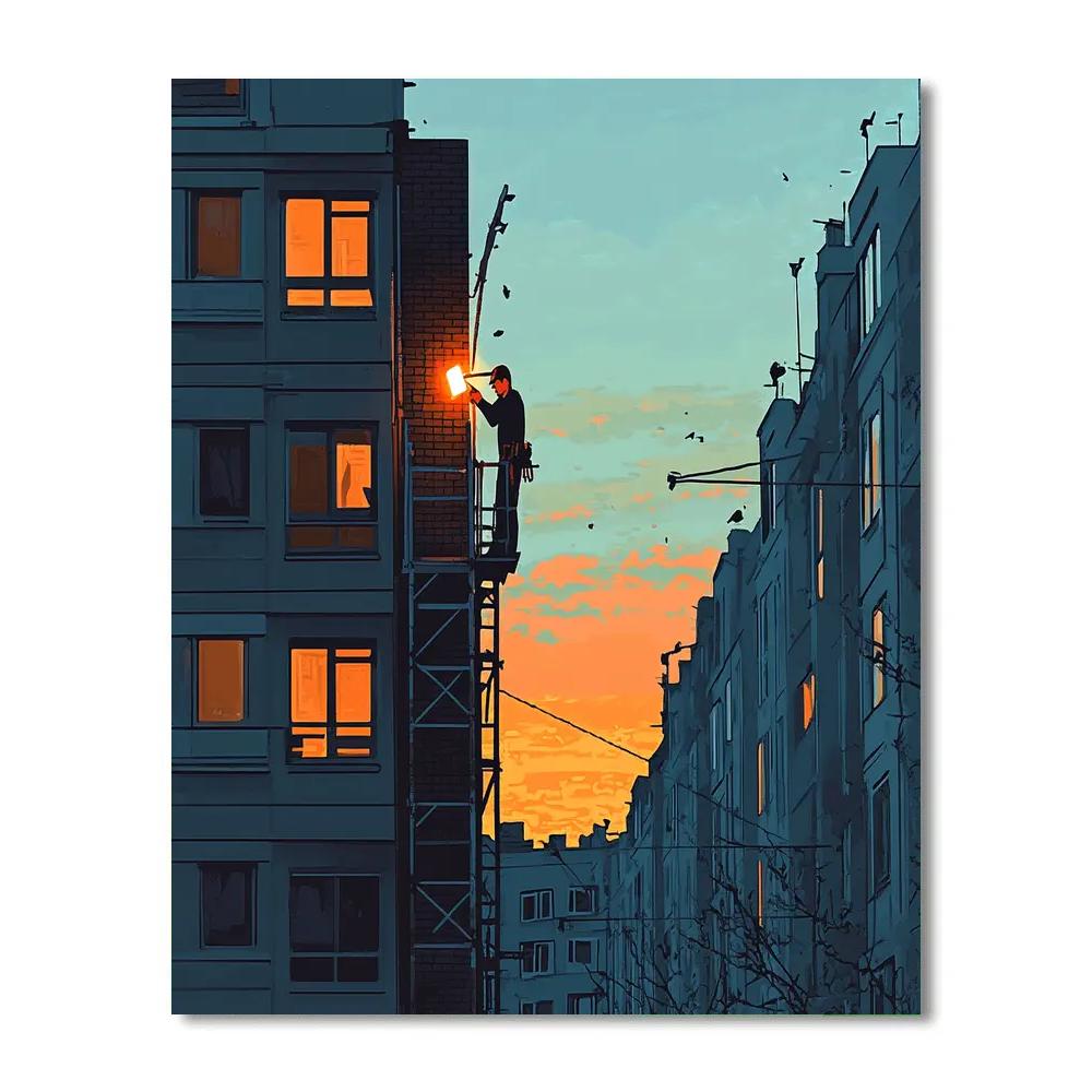 Fix It Felix Tower Repair Evening Glow Disney Inspired painting number kit