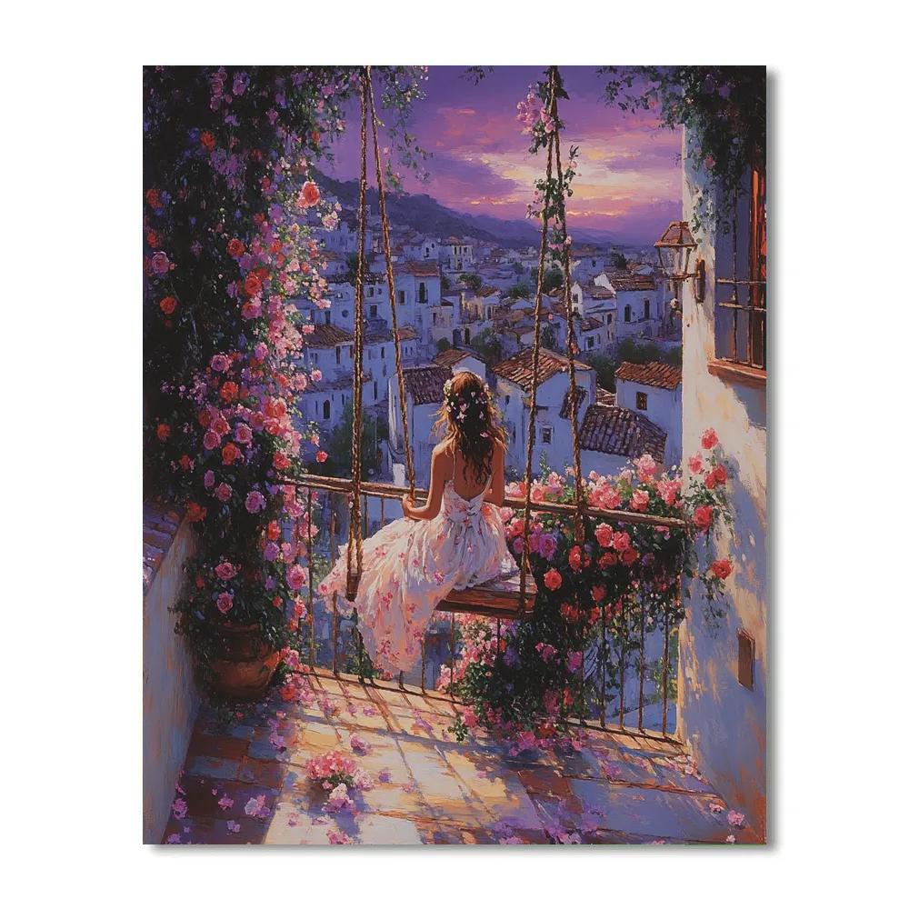 Isabela Flower Vine Balcony Swing Disney Inspired paint by numbers