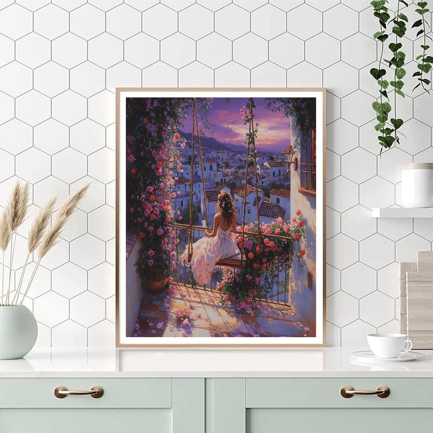 Isabela Flower Vine Balcony Swing Disney Inspired paint by numbers