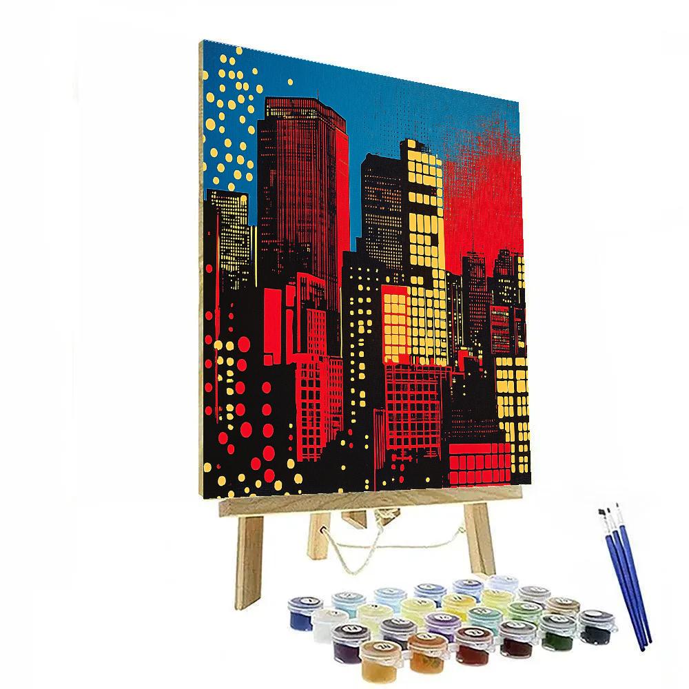 Roy Lichtenstein Inspired Neon Boulevard Painting by numbers kit
