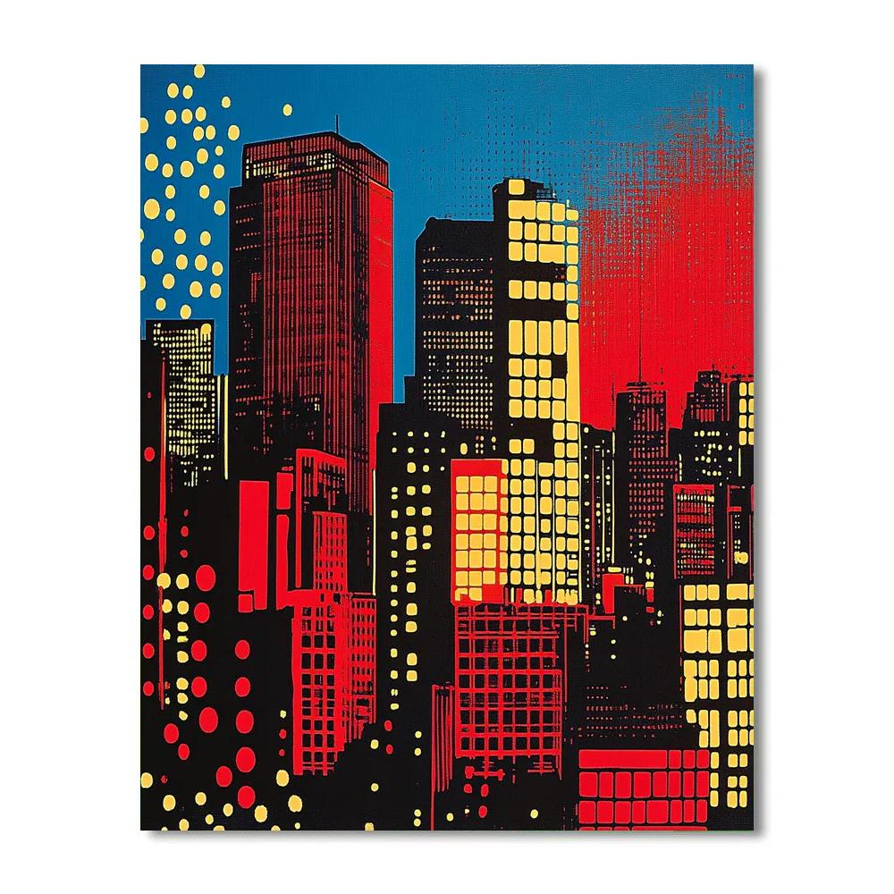 Roy Lichtenstein Inspired Neon Boulevard Painting by numbers kit