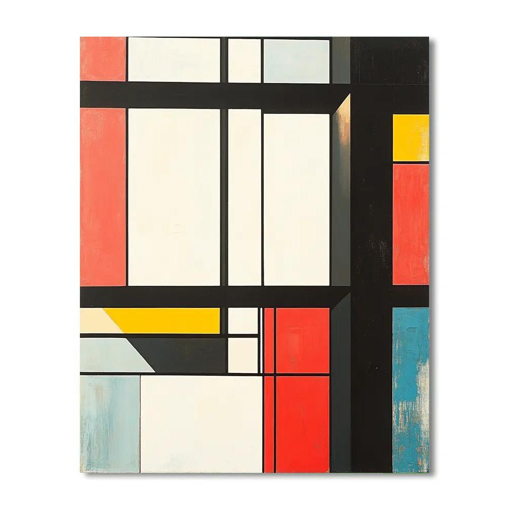 Piet Mondrian Inspired City Grid paint by numbers