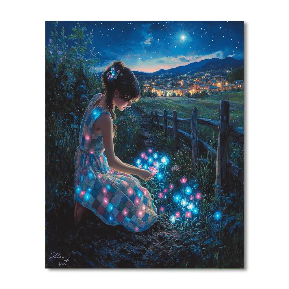 Sally Patchwork Garden Night Gathering Disney Inspired Paint by numbers art
