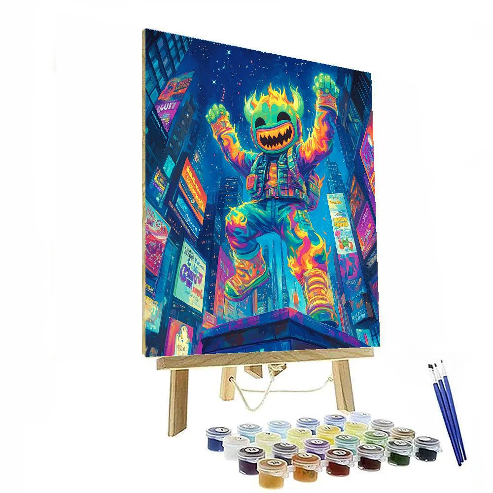 Fred Monster Suit City Rooftop Pose Disney Inspired paint by number