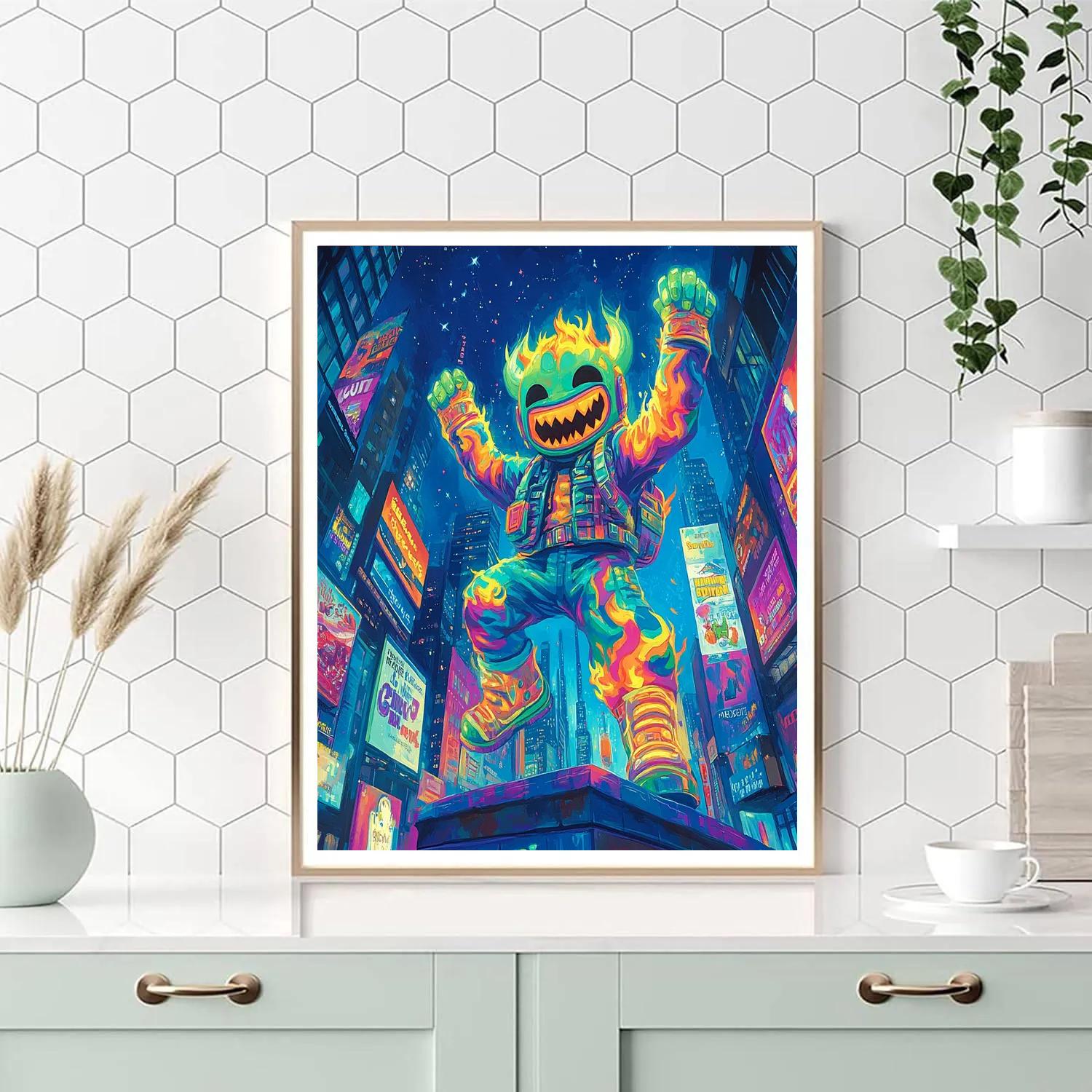 Fred Monster Suit City Rooftop Pose Disney Inspired paint by number