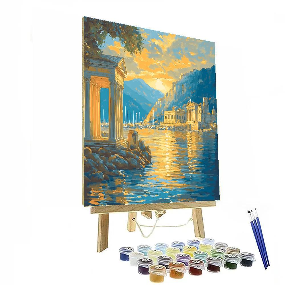 Claude Lorrain Inspired Twilight Harbor Number painting