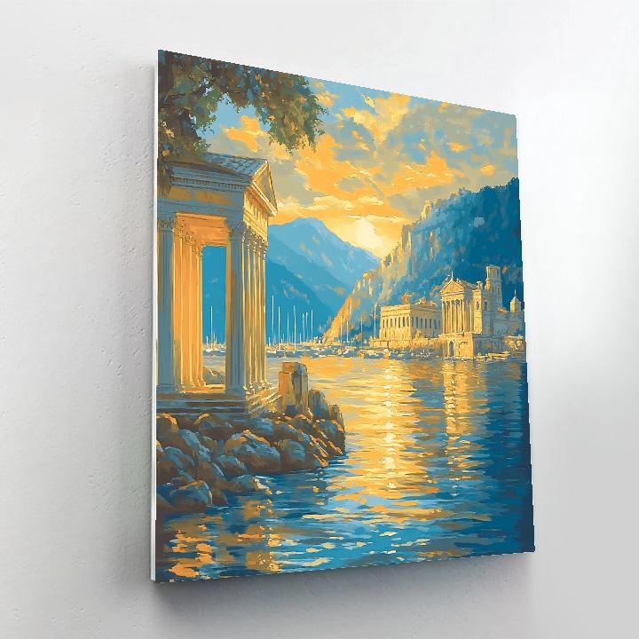 Claude Lorrain Inspired Twilight Harbor Number painting