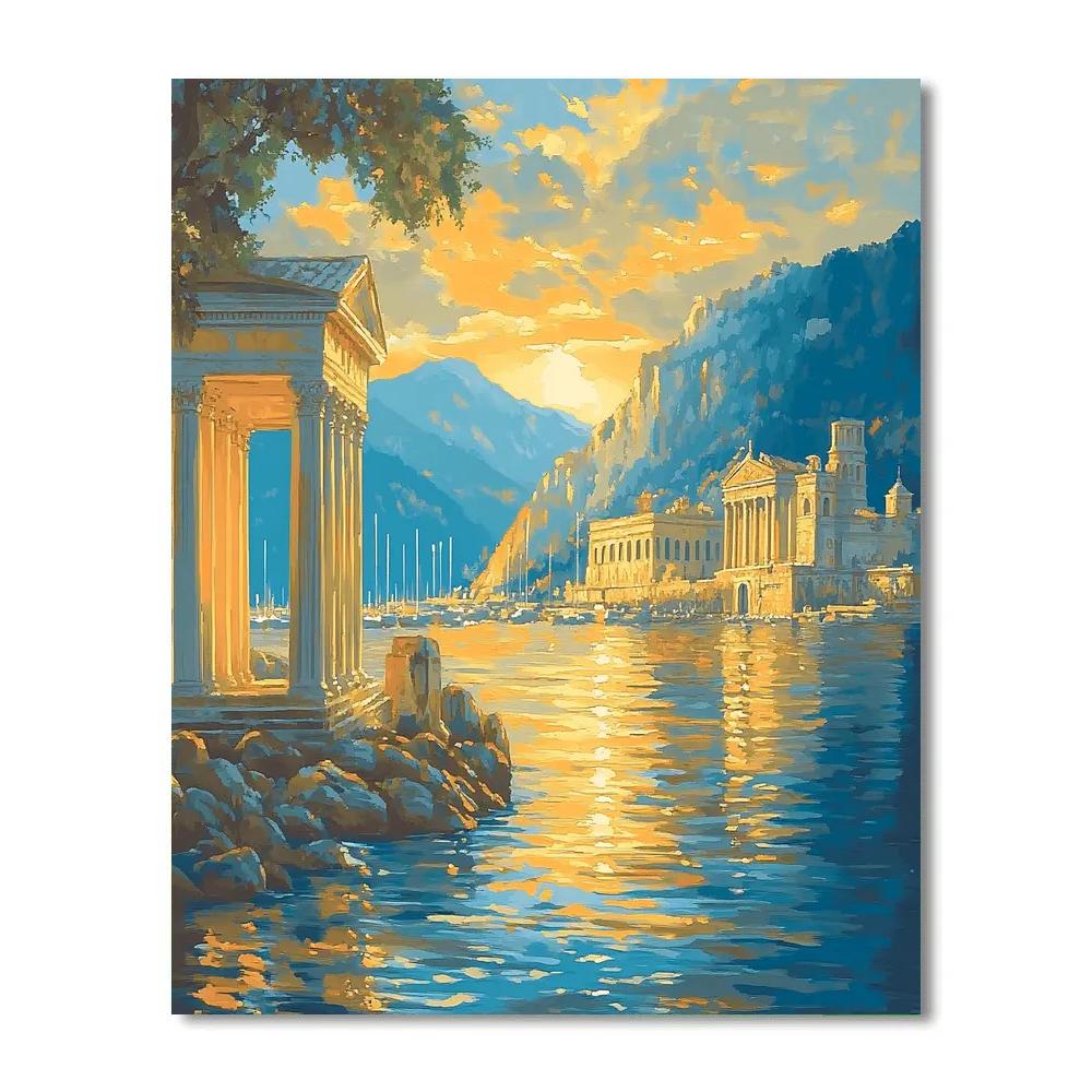 Claude Lorrain Inspired Twilight Harbor Number painting