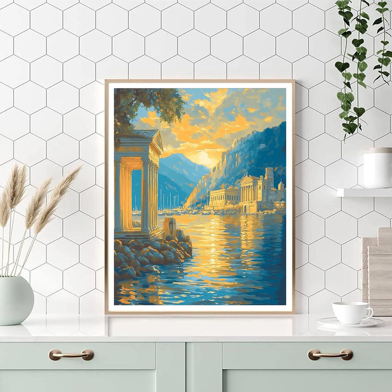 Claude Lorrain Inspired Twilight Harbor Number painting
