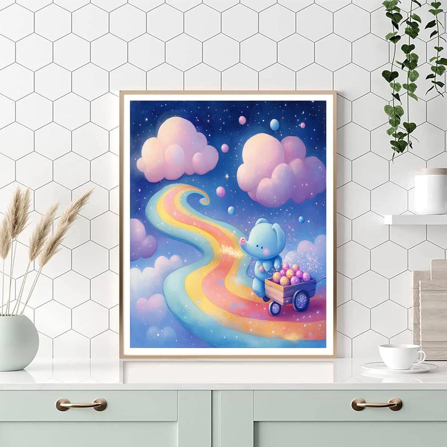 Bing Bong Rainbow Cotton Candy Path Disney Inspired DIY paint by numbers