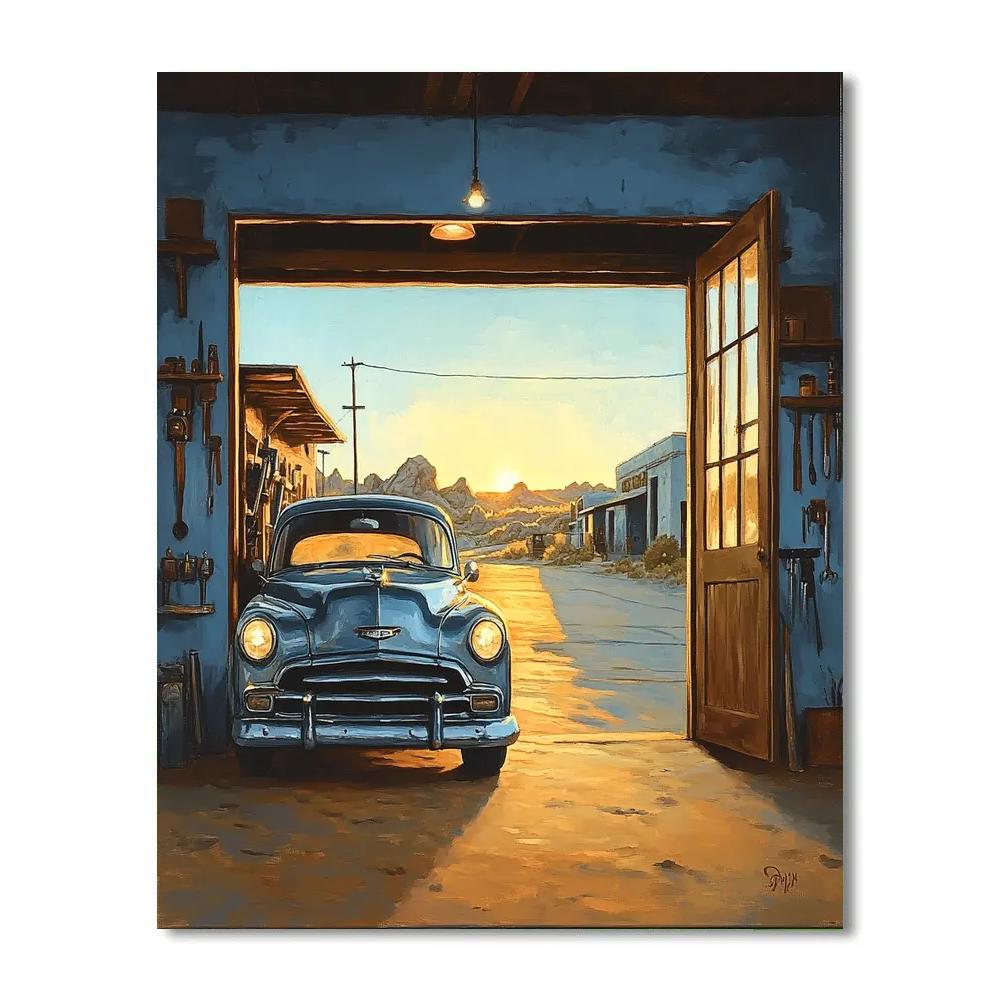 Doc Hudson Radiator Springs Garage Tune Up Disney Inspired paint by numbers