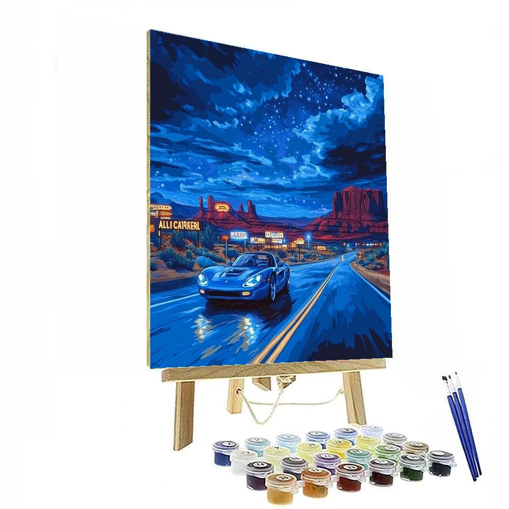 Sally Carrera Neon Road Night Cruise Disney Inspired painting number kit