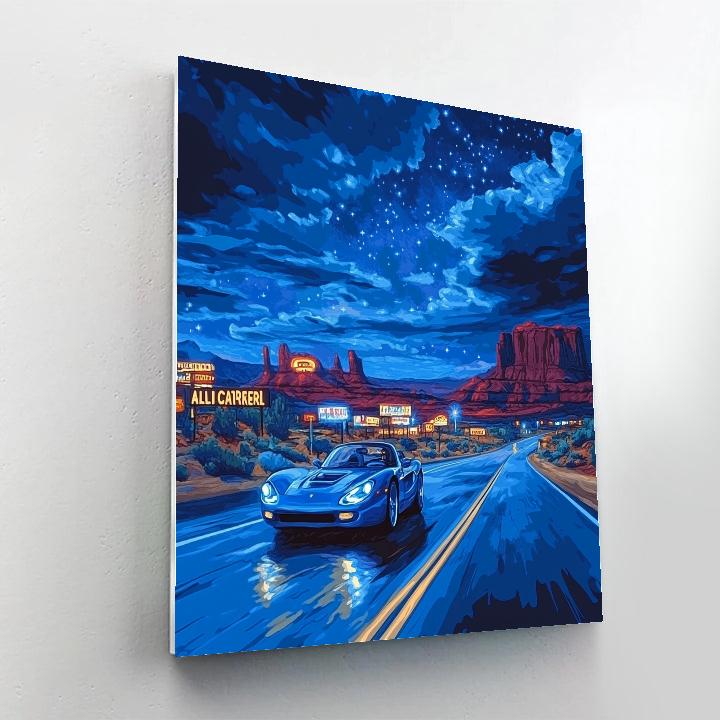 Sally Carrera Neon Road Night Cruise Disney Inspired painting number kit