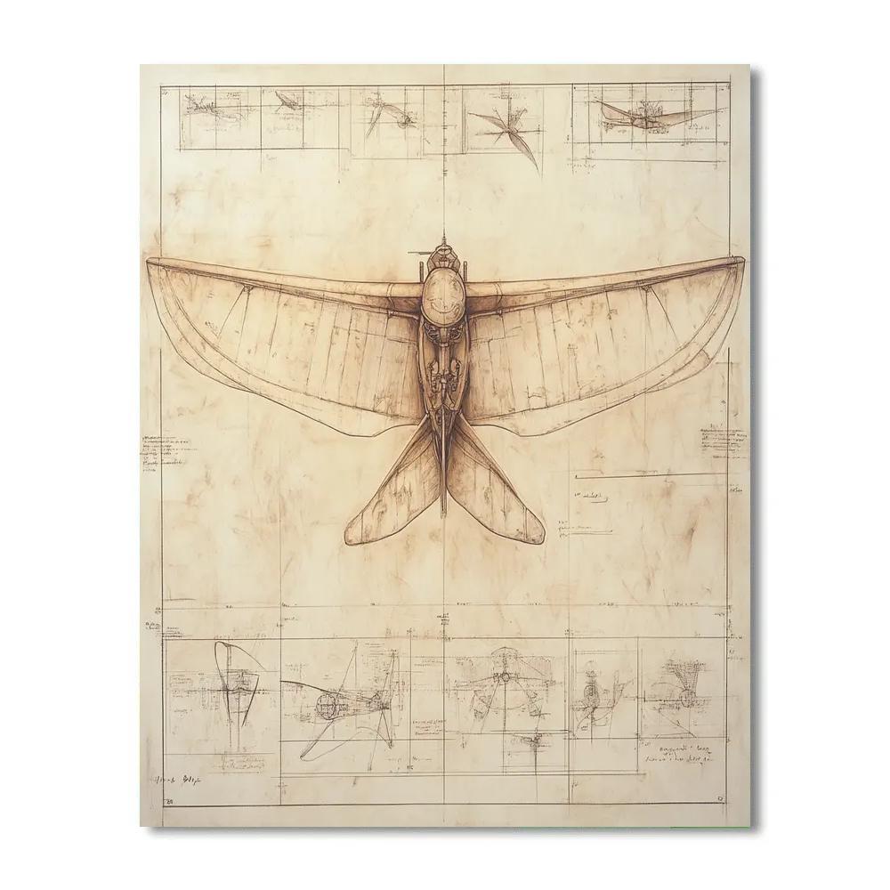 Leonardo Da Vinci Inspired Mechanical Bird paint by color