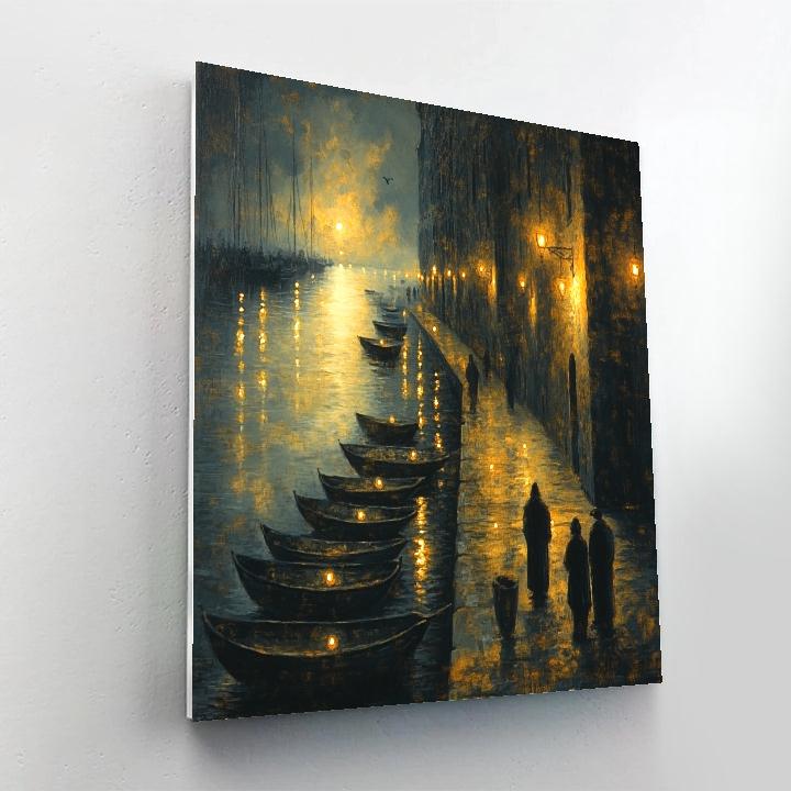 Rembrandt Inspired Harbor At Night paint by number