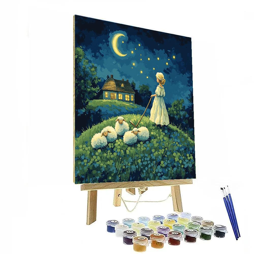 Bo Peep Moonlit Sheep Meadow Watch Disney Inspired DIY paint by numbers