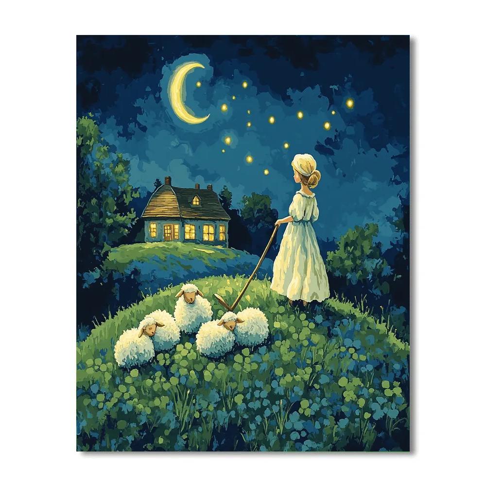 Bo Peep Moonlit Sheep Meadow Watch Disney Inspired DIY paint by numbers
