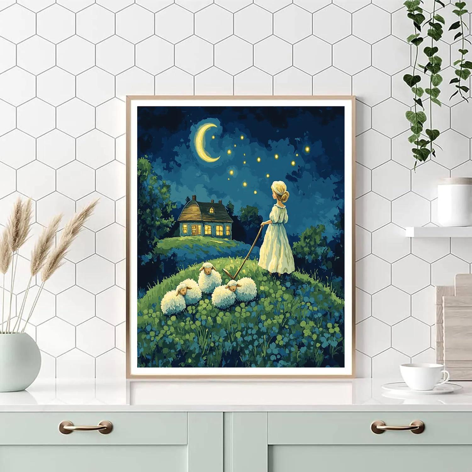 Bo Peep Moonlit Sheep Meadow Watch Disney Inspired DIY paint by numbers